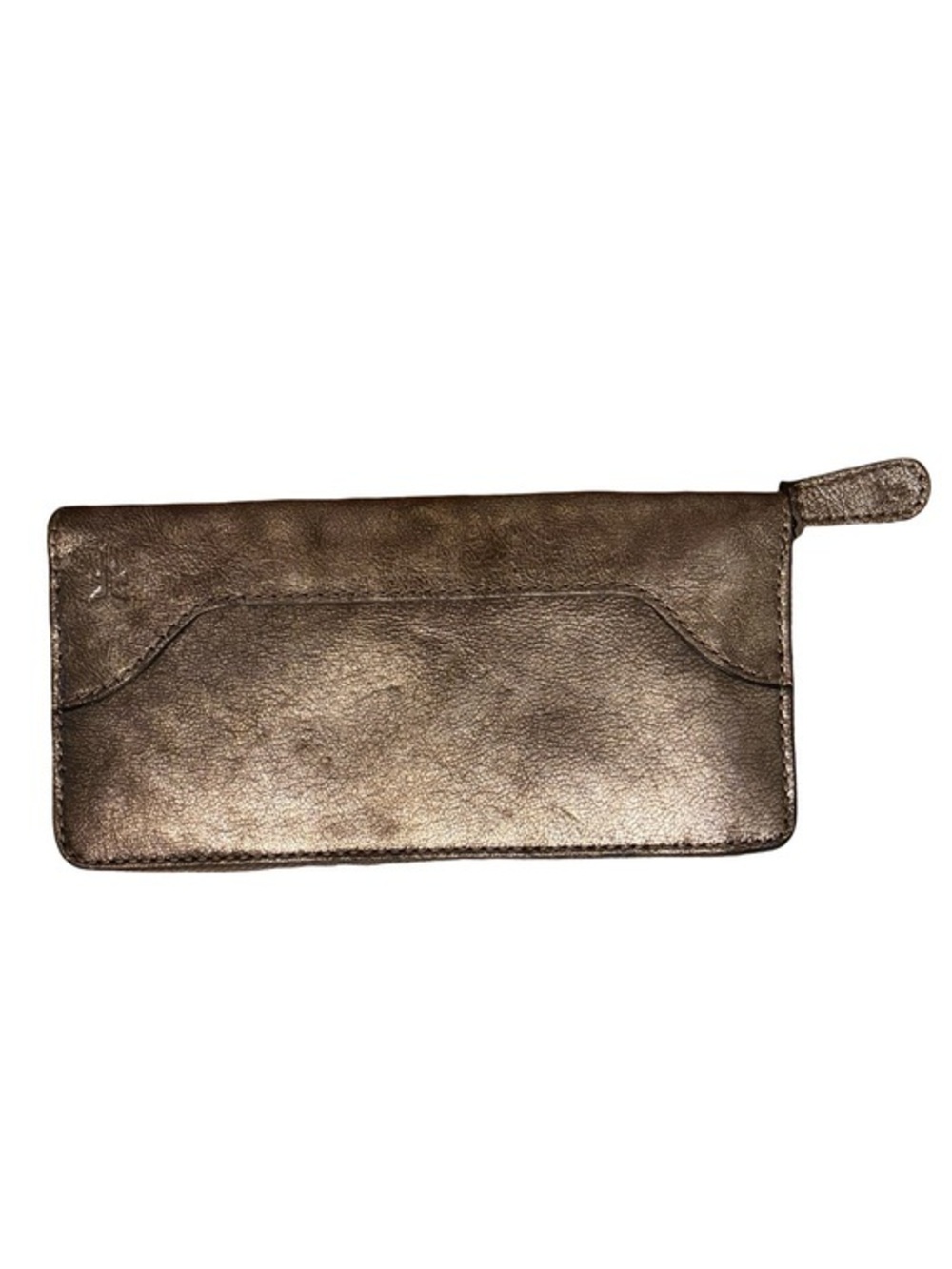 FRYE Melissa Metallic Pewter Leather Zip Wallet.